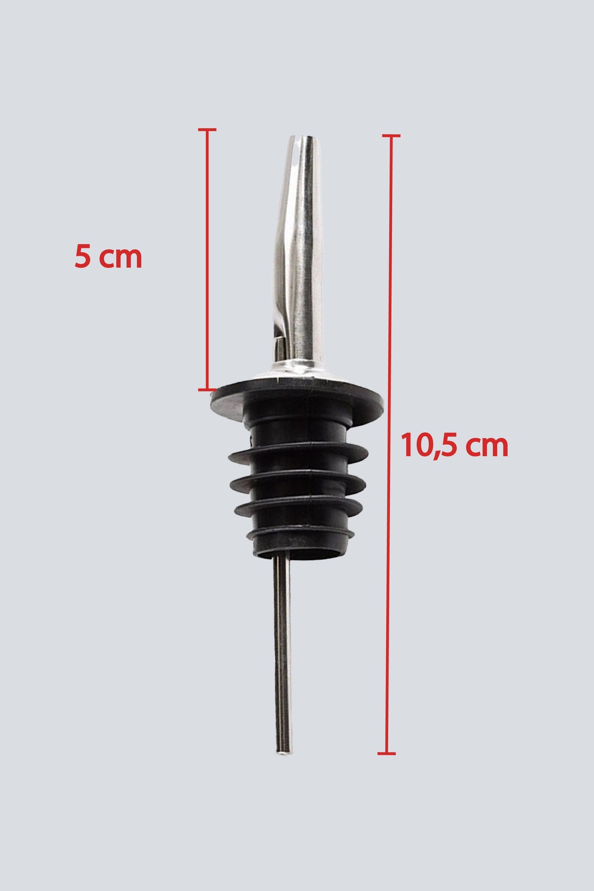 10,5 cm toplam boy ve 5 cm döküş ağzı ölçüsü gösterilen yağdanlık başlığı