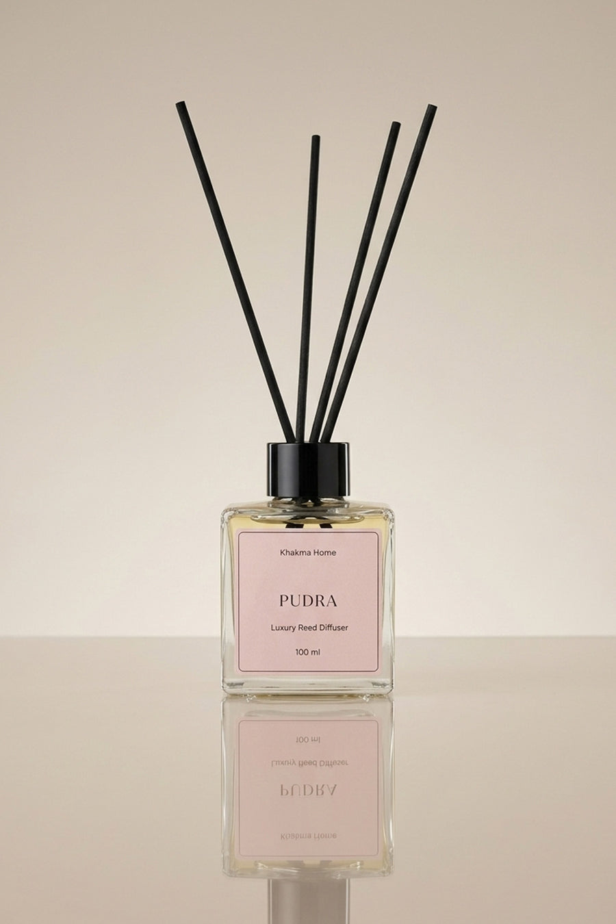 Pudra Kokulu Bambu Çubuklu Oda Kokusu 100 ml – Cam Şişe Difüzör