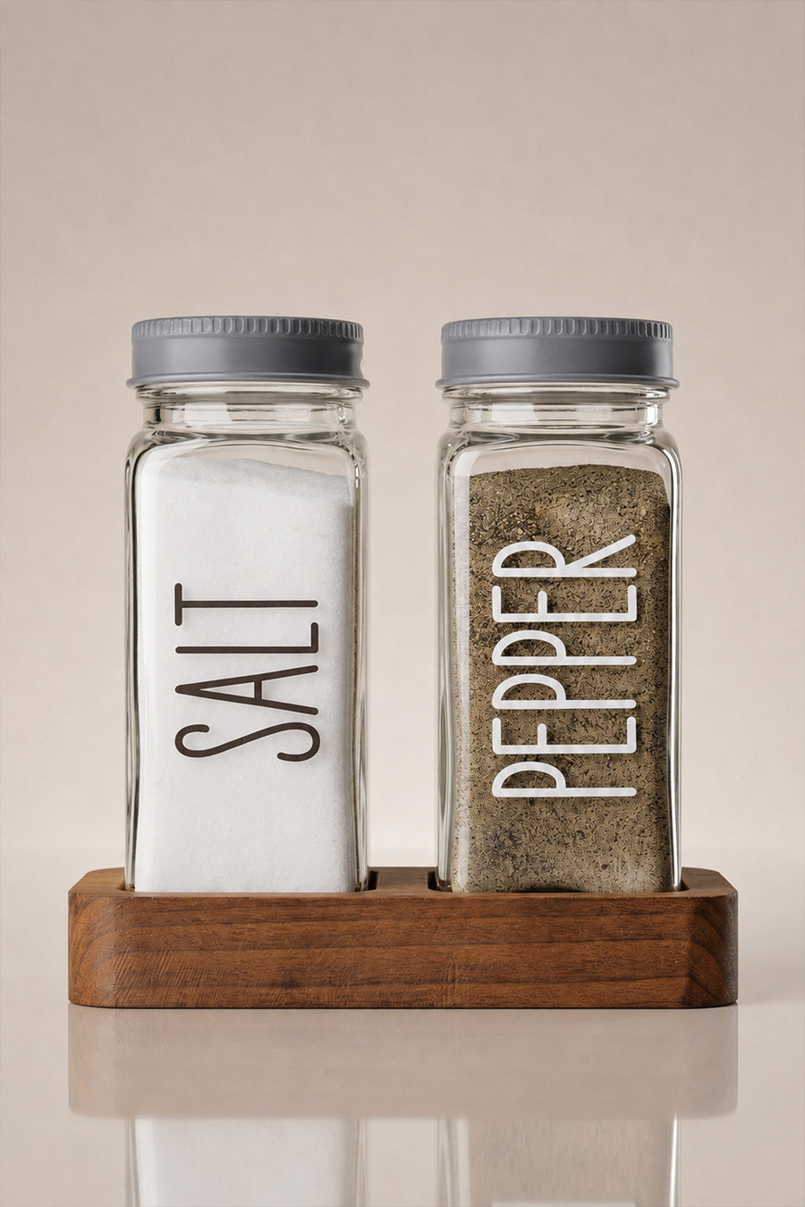 Salt Pepper Etiketli 2'li Cam Tuzluk Biberlik Seti – 120 ml