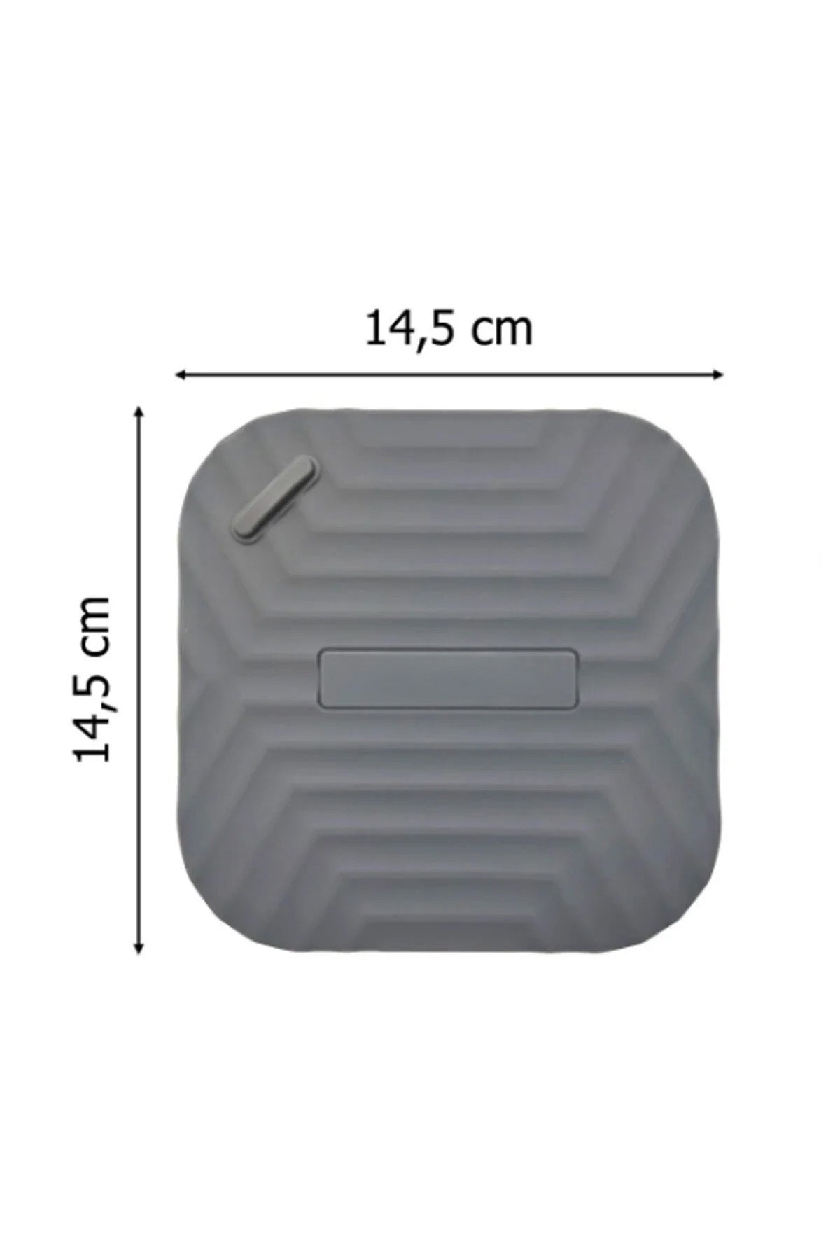 Gri kare silikon gider kapağı ölçüleri: 14,5 x 14,5 cm