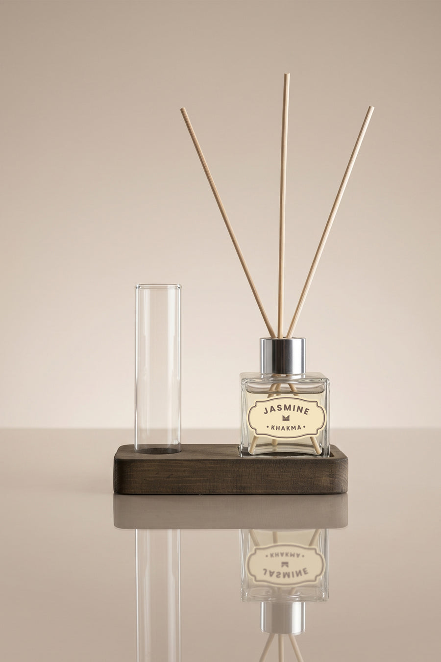 Yasemin Kokulu Mini Oda Kokusu Seti – 50 ml Bambu Çubuklu, Ahşap Standlı