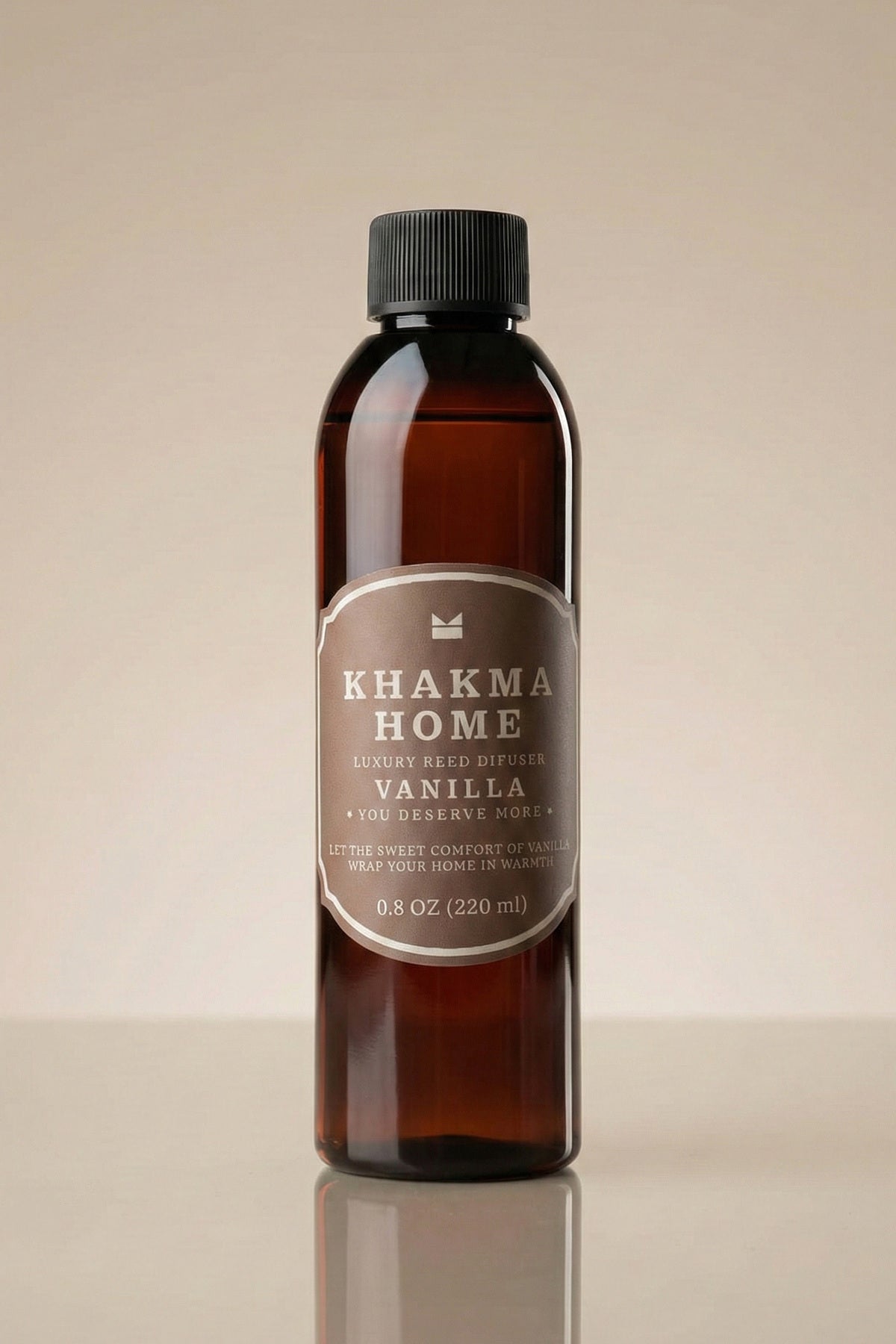 220 ml Vanilya yedek oda kokusu, kahverengi etiketli amber şişe