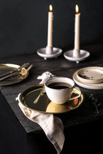 Görseli Galeri görüntüleyiciye yükleyin, Yuvarlak Gold Sunum Tepsisi Dekoratif Çay Kahve Servis Tepsisi
